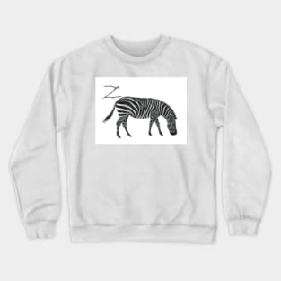 Z for zebra alphabet illustration, pencil illustration from my alphabet series Crewneck Sweatshirt